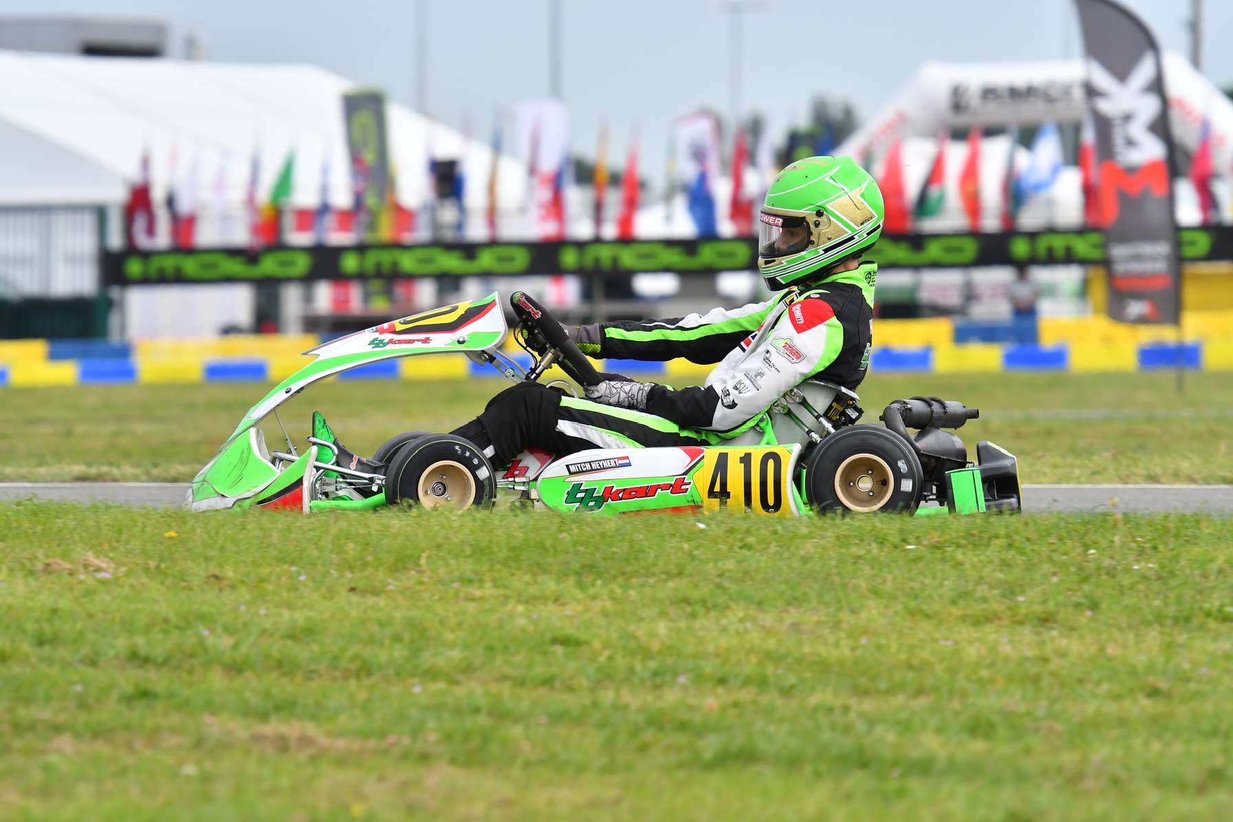 21-year-old Heynert competing in a TBKart kart for a racing team Netherlands.