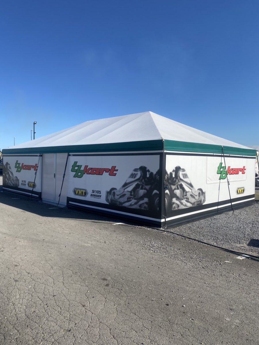 Team tent of a dutch youth karting team of TBKart Netherlands
